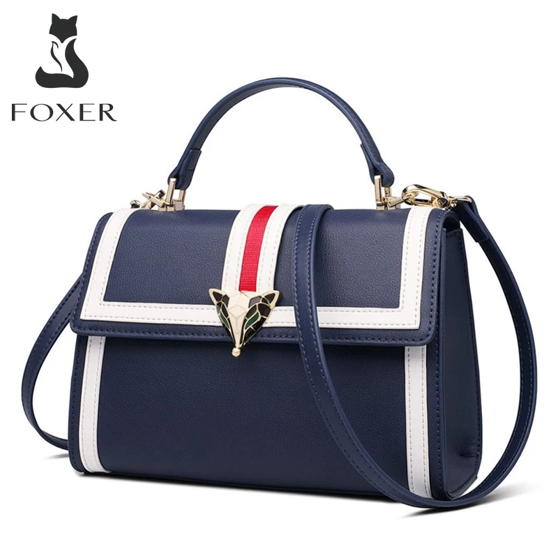 FOXER Brand Shoulder Bags New Design Office Handbag Gentlewoman Stylish Totes Female Large Capacity Split Leather Messenger Bags