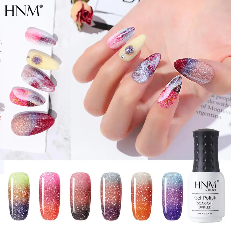 Гель лак для ногтей HNM 8 мл лазер трехцветный термо гель Праймер УФ светодиодный