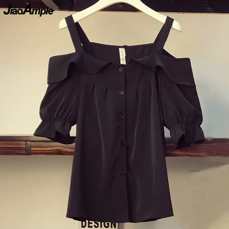 Women Summer Clothing Suit Fashion Slash Neck Black Shirt Skirts Set Korean Sweet Girls Flare Sleeve Layers Mesh Bow-Knot Dress images - 6