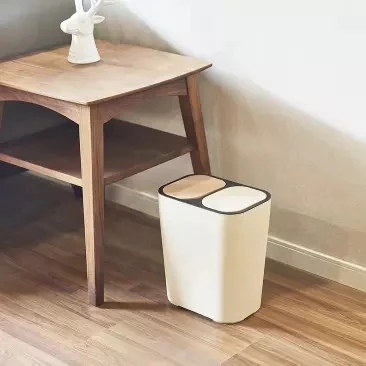 Новая Xiaomi Mijia Youpin двойная крышка сортировочная корзина бежевая сухая и влажная разделительная, пуш-открытая крышка двойная крышка дизайн