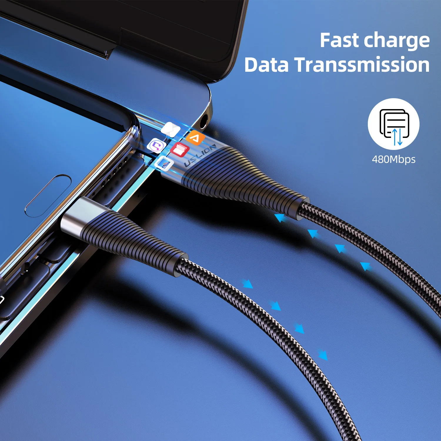 Кабель Micro USB USLION 3A кабель для быстрой зарядки Xiaomi Redmi Android мобильный телефон