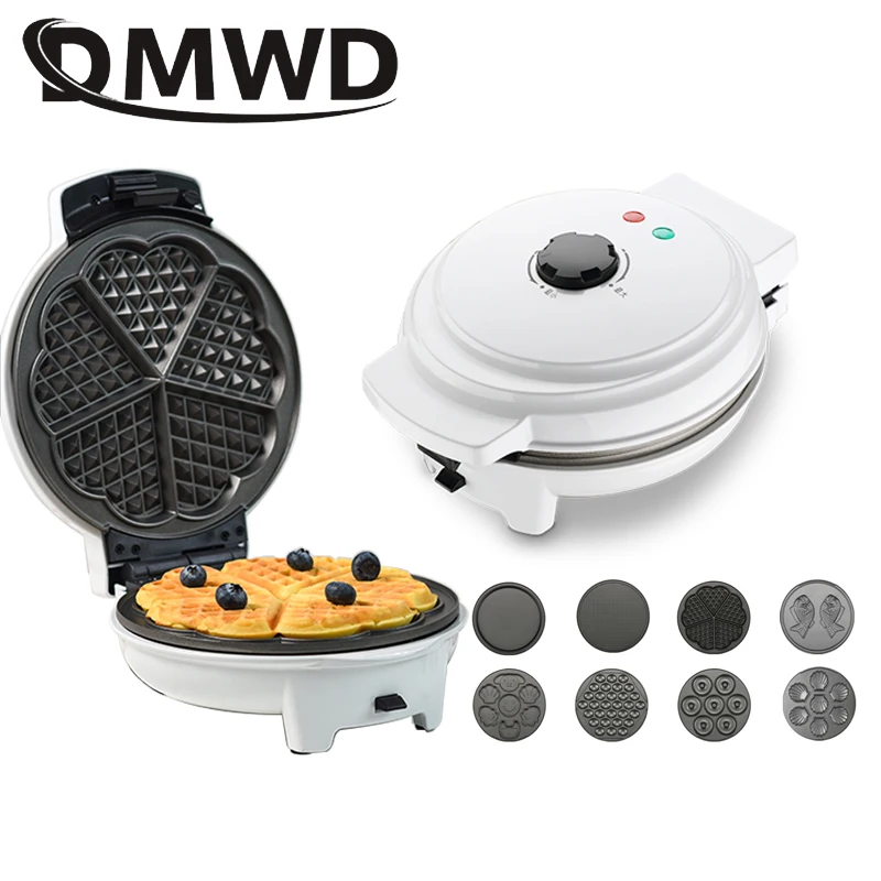 Multifunctional Electric Egg Waffle Maker Doughnut Cake Machine Mini Muffin Bubble Baking Pan Grill Oven 3 Changeable Plates EU