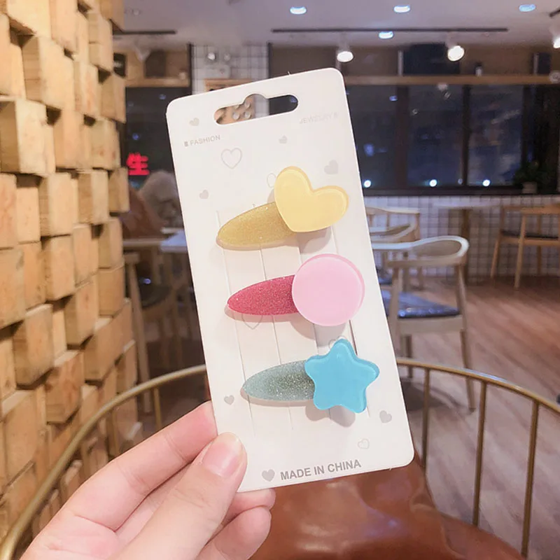 

3 PCS New Creative Cute Heart Handmade Acrylic Kids Hairpins Children Hair Accessories Princess Headwear Girls Hair Clips A3