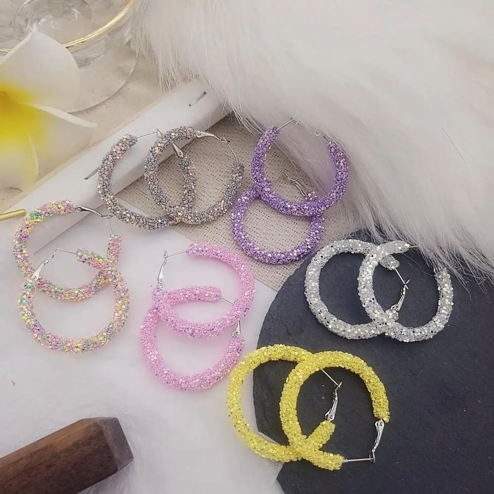 Женские серьги кольца с кристаллами круглые геометрические блестящие стразы