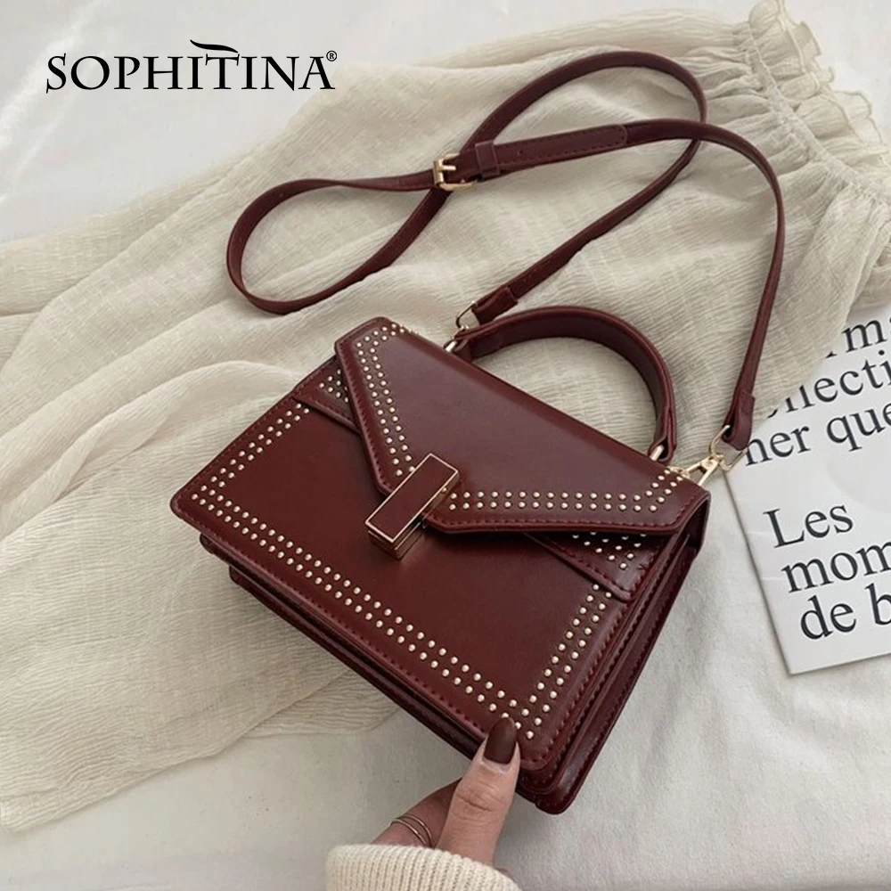 

SOPHITINA Fashion Handbags Women Envelope Square Metal Buckle Cover Tape Shoulder Bags Women Strap Crossbody Women's Bags E23