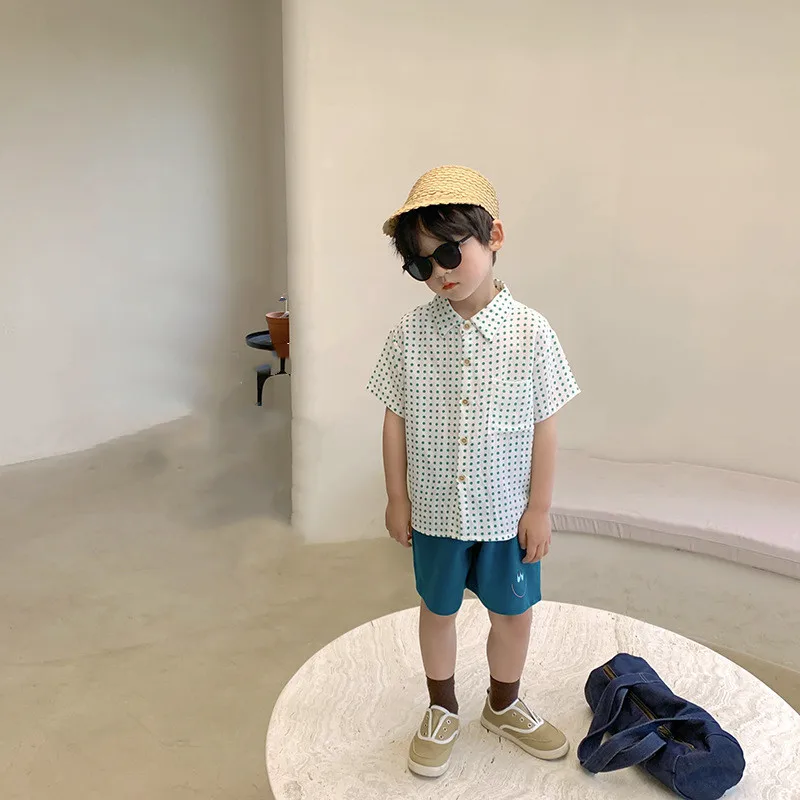 

Fashion Baby Boy Clothes Set Korean Stye Kids Summer Suit Children Beach Shirt+Shorts 2Pcs Outfits Toddler Child Clothing Sets
