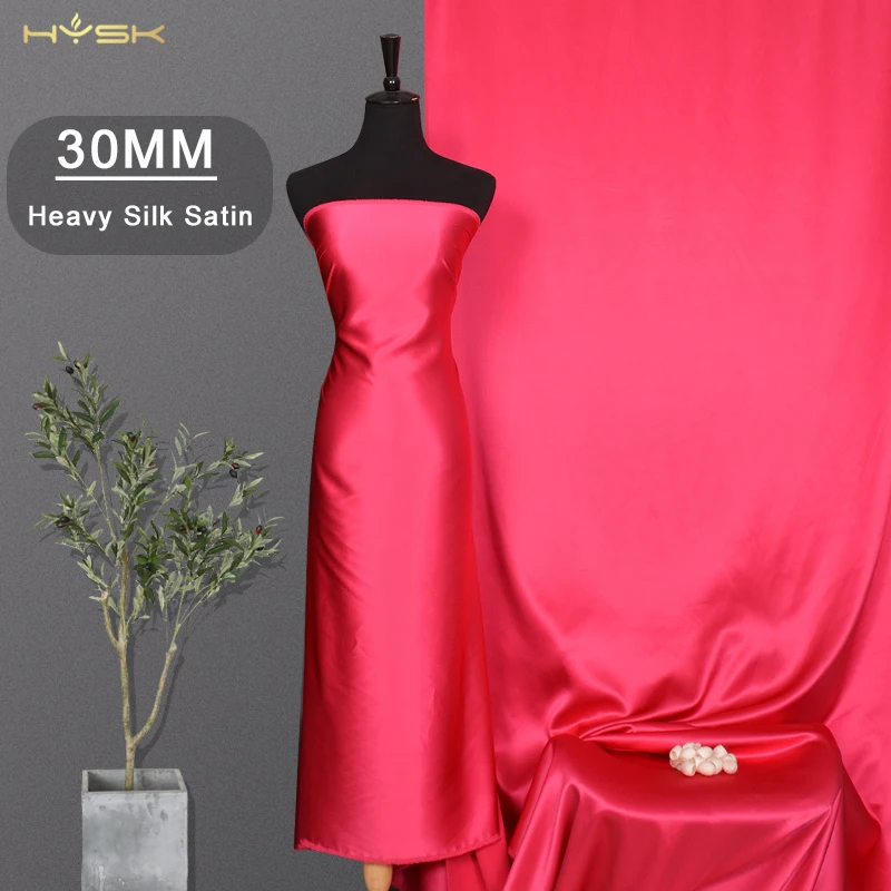 

HYSK 100 Pure Silk Fabric Solid Color Azalea pink 30mm heavy Charmeuse by Yard DIY Sewing Clothing Width 44 inch for dress CD284