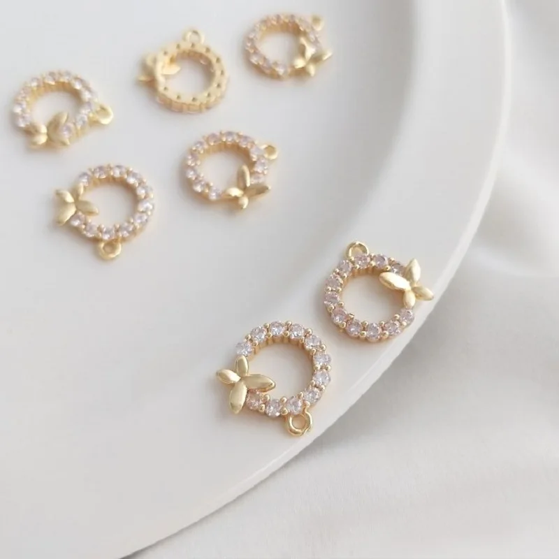 

4 шт., подвески-бабочки из латуни, 12 мм