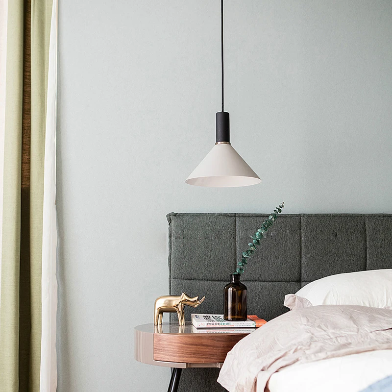 

Danish small chandelier bedroom single head small bedside table bar simple household coffee shop Macaron combination lamps