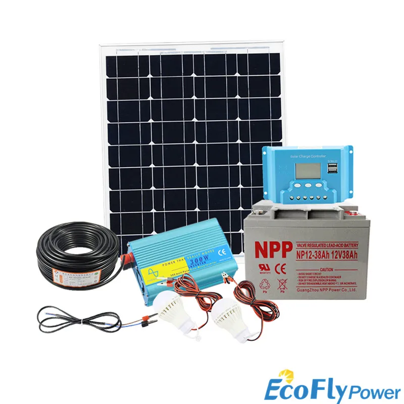 

12V 50w solar system photovoltaic kit system power station for 12V solar panel batteries charger whole solar kit set with cable
