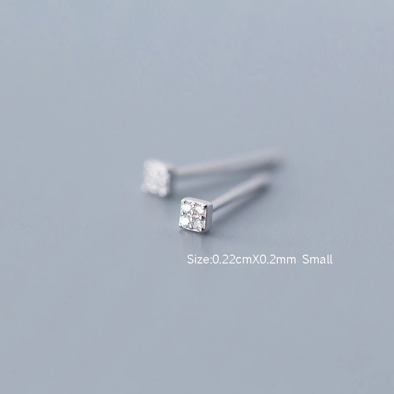 Square Trustdavis 925 пробы серебряные Классические Прозрачные кубические циркониевые маленькие треугольные квадратные серьги-гвоздики для женщин ювелирные изделия из стерлингового серебра - Окраска металла: Square