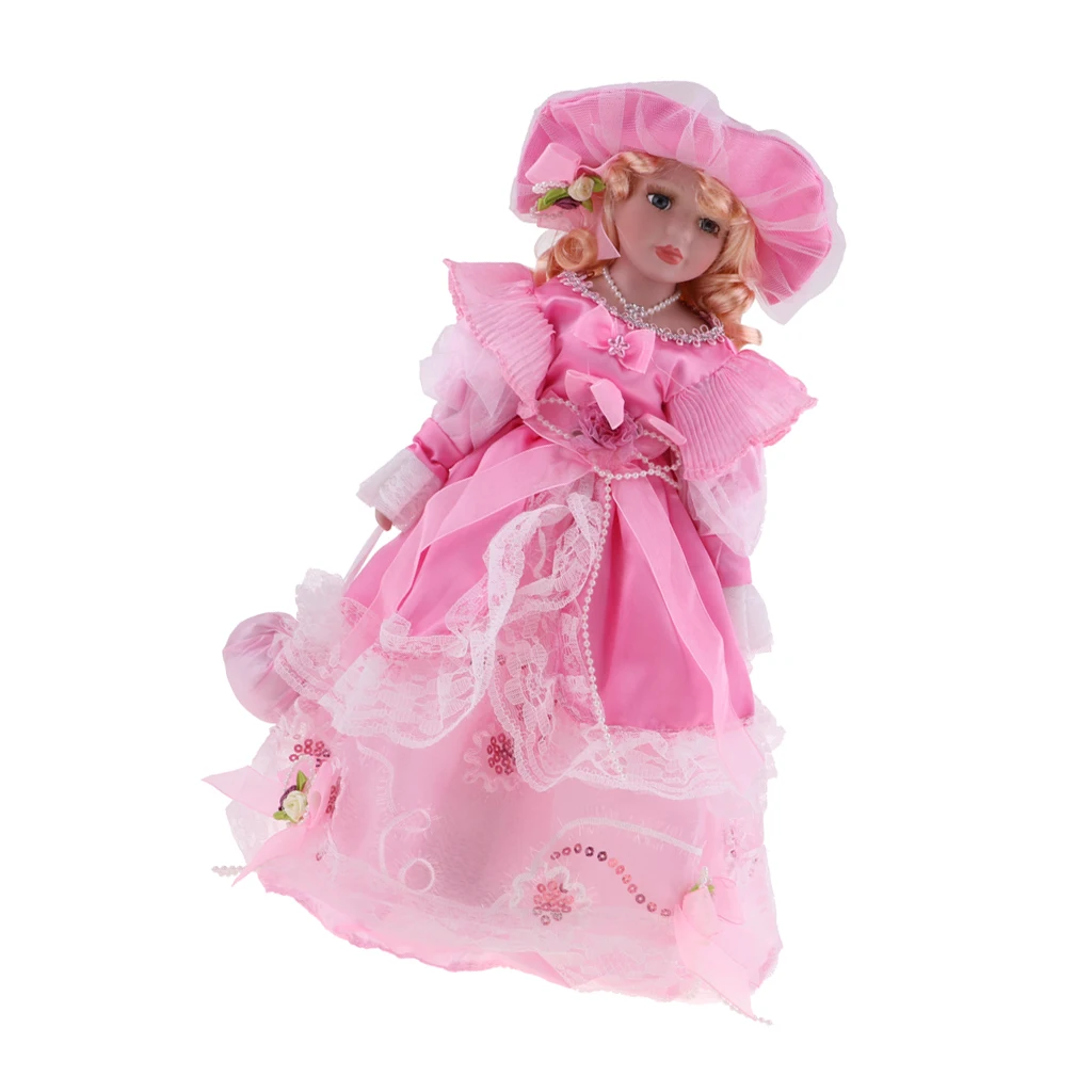 

40cm Elegant Porcelain Girl Dolls With White Figures And White Wedding Dress