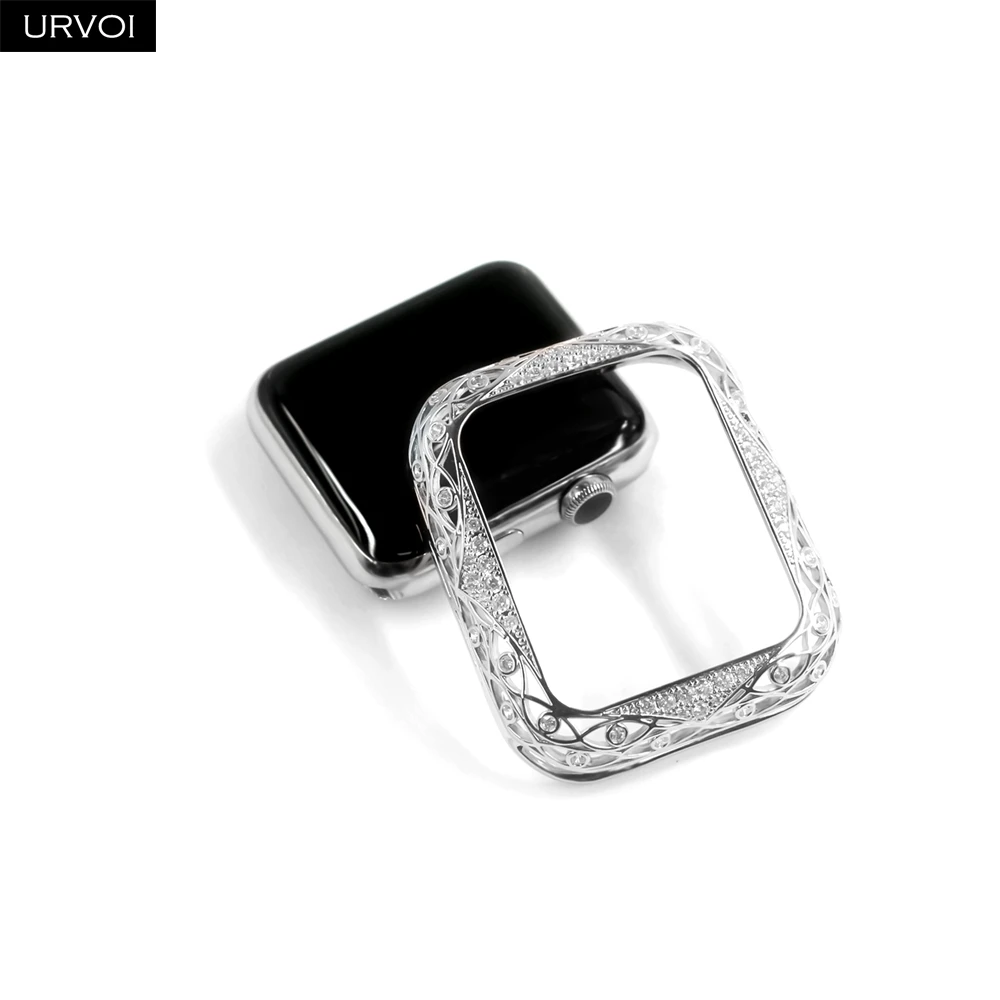 Чехол URVOI с вырезами для Apple Watch series 6 SE 5 4 3 2 1 металлический бампер блестками защита