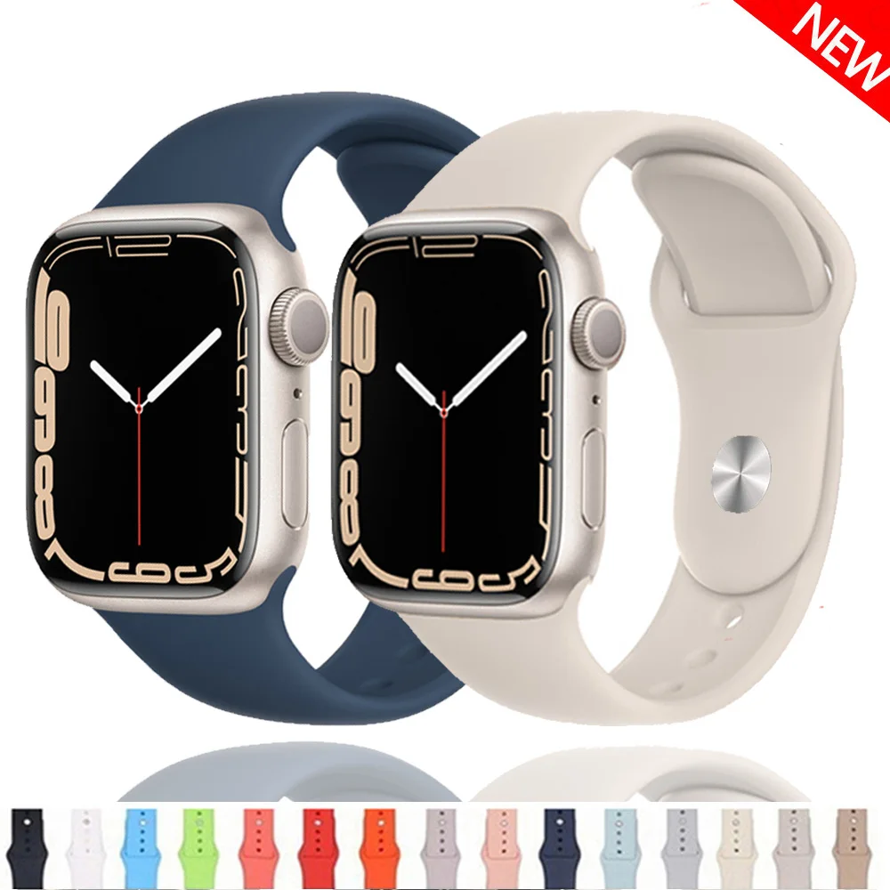 

Silicone Strap For Apple watch band 44mm 42mm 40mm 38mm 41mm 45mm smartwatch watchband correa bracelet iwatch serie 6 SE 4 3 7