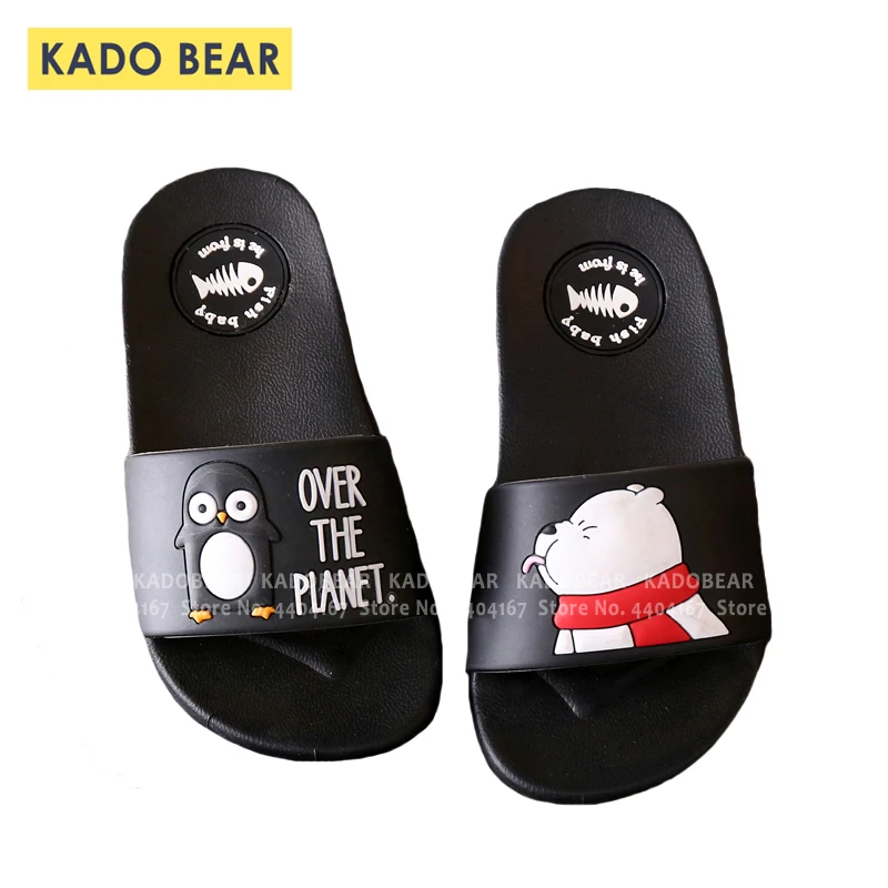 Шлепанцы детские с мультяшным медведем летние домашние тапочки для маленьких