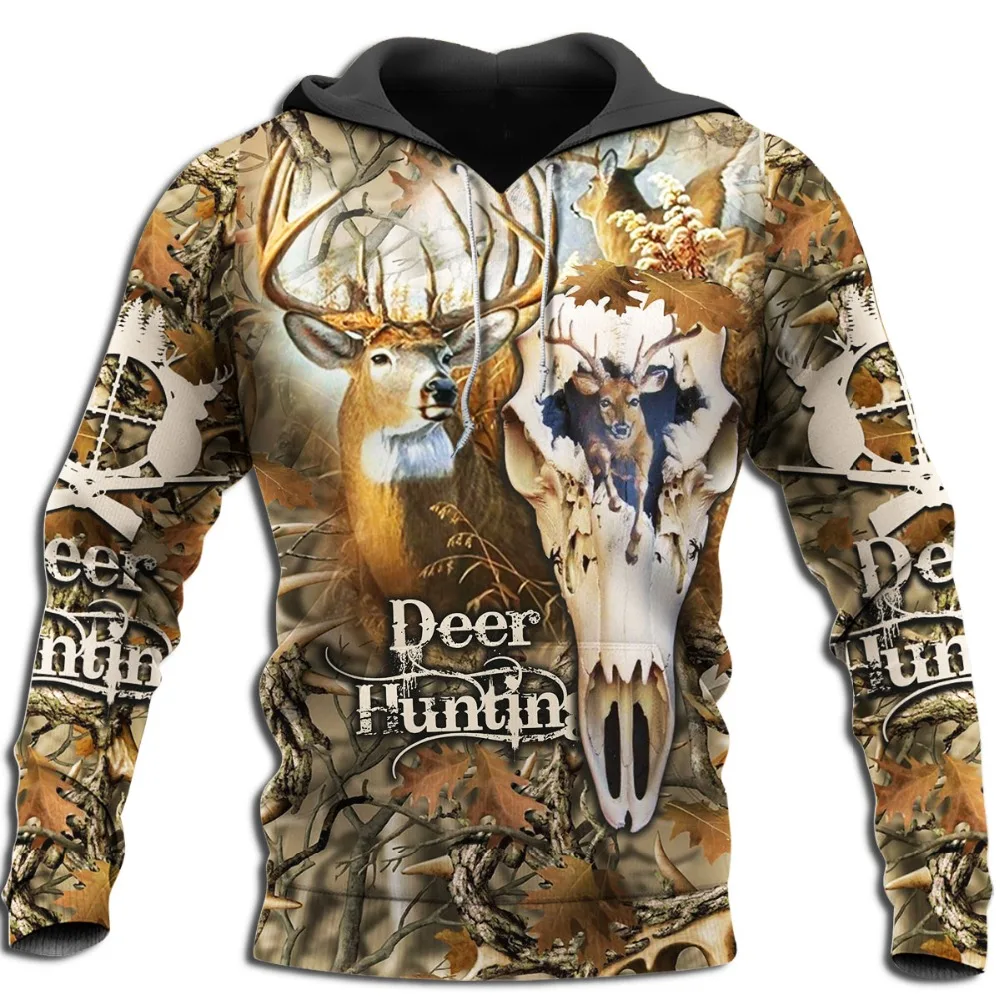 

Deer hunting 3d all over printed mens hoodies Winter autumn fashion streetwear Unisex hip hop casual tops L-155