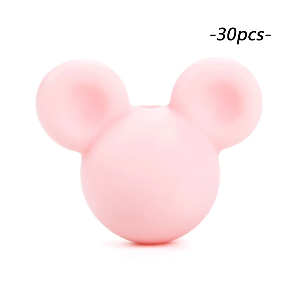 rose quartz LOFCA 30 шт Микки силиконовые бусины BPA бесплатно мультфильм детские игрушки для прорезывания зубов пищевой силикон для кормления ожерелье для изготовления соски цепь - Цвет: rose quartz