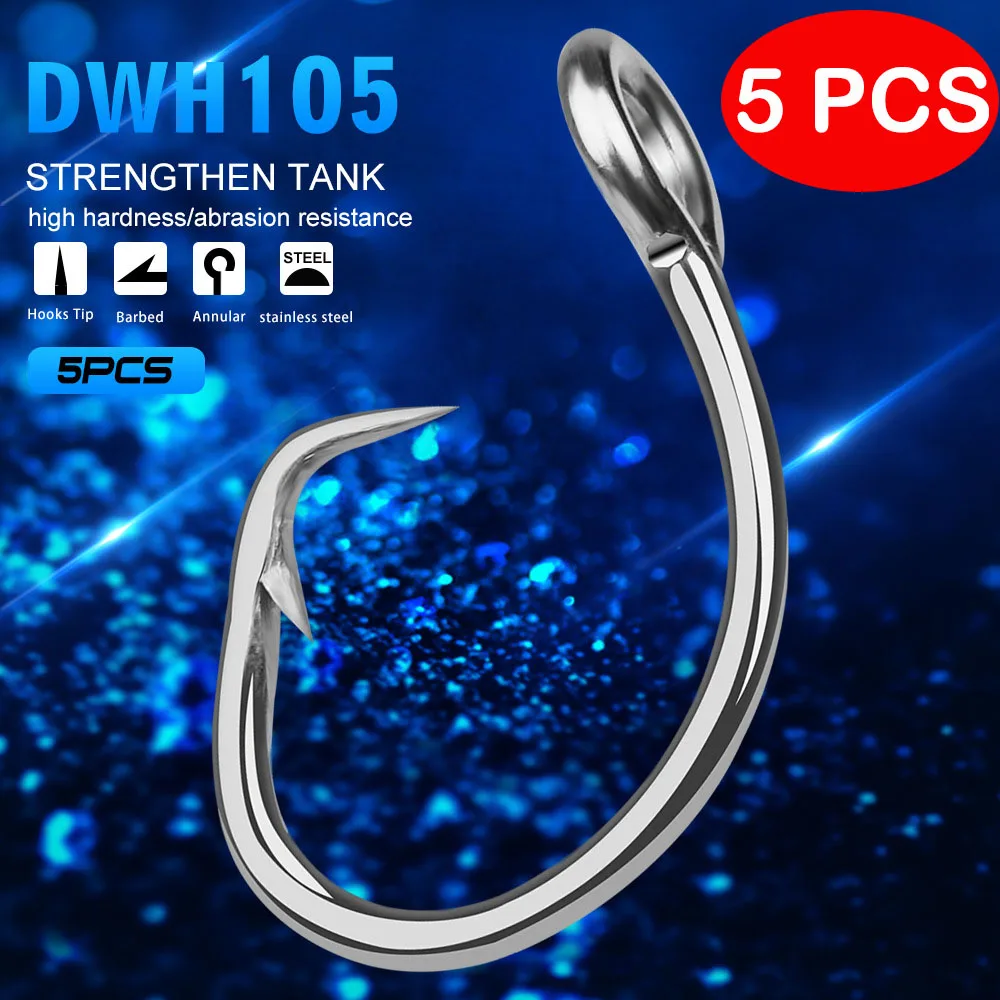 

5 Pcs fishing hook fishing accessories sea hook fishing with barbed gold gun shark hook resistant to seawater corrosion fishing