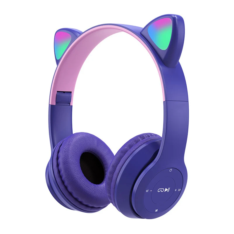 Беспроводные наушники кошачьи уши с микрофоном Bluetooth светящиеся светильник кие