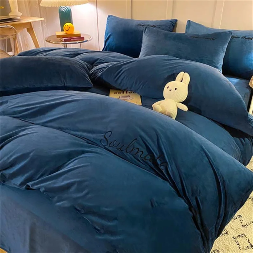 Плюшевый ворсистый пододеяльник роскошный ультрамягкий бархатный чехол с