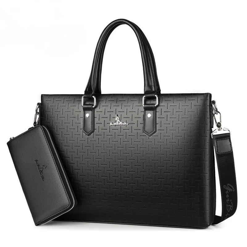 

Men's business briefcase genuine leather 14'' Computer laptop bag office business tote for document Men's Travel Bags