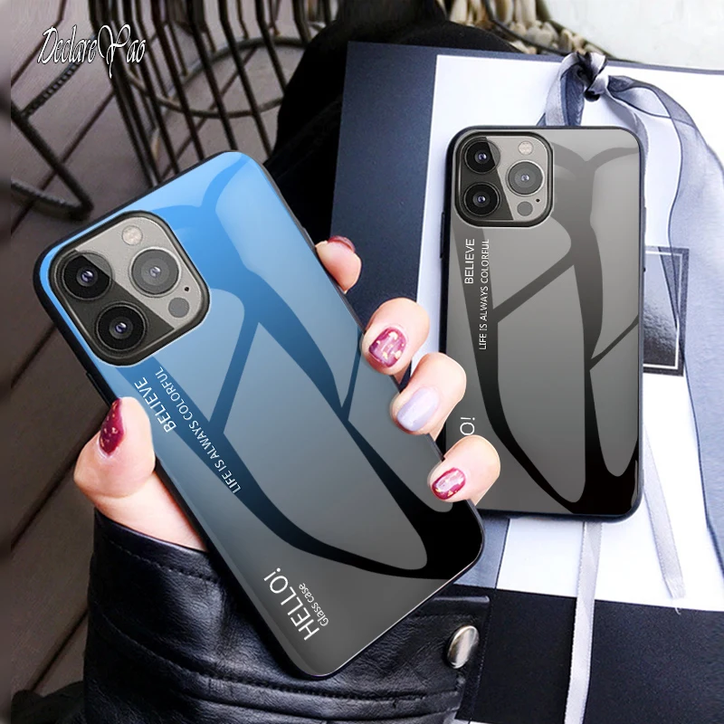 

12 Mini Cover DECLAREYAO Mirror Glass Hard Case For iPhone 6 6S 7 8 Plus X Xs XR 11 12 13 Pro Max Case Cover Silicone Soft Frame