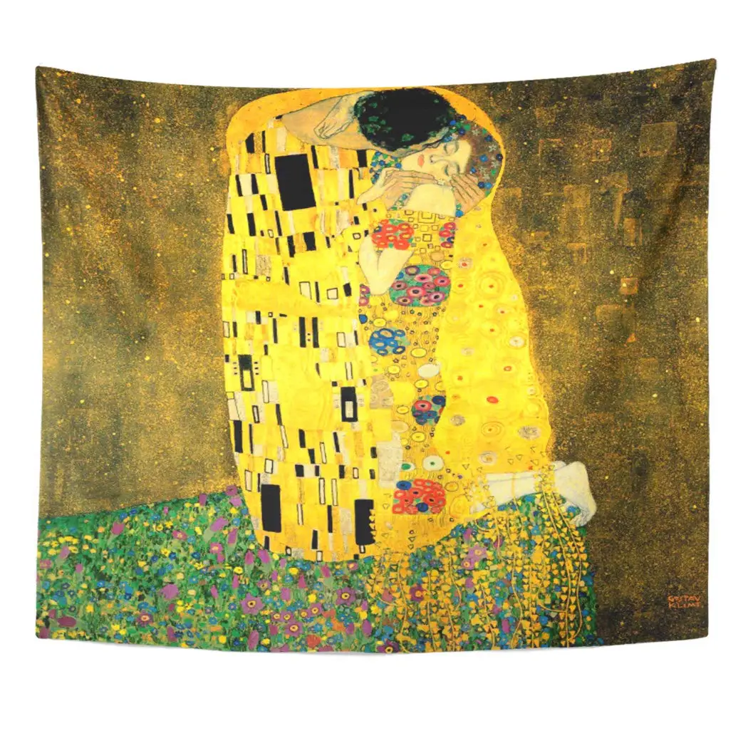Желтые влюбленные Поцелуй Густава Климта картина любви украшения для