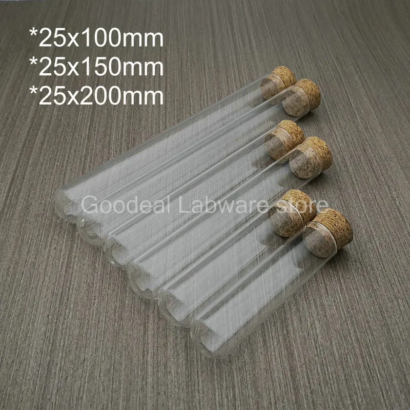 5pcs/10pcs/20pcs Lab OD25mm ChemistryThickened Glass Test Tube with Cork or Wedding Gift Vials Laboratory Supplies