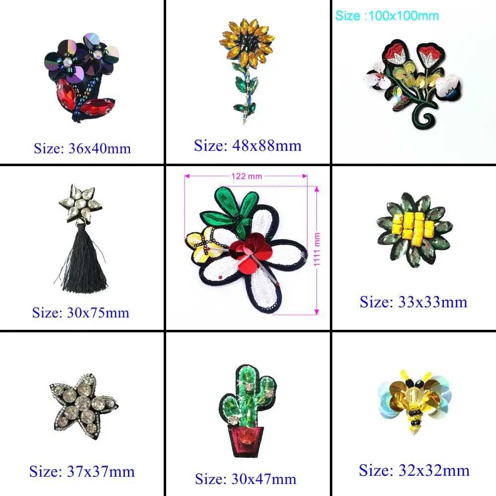 3D патчи Пришивные мотивы аппликация подсолнечника морской звезды цветы кактус