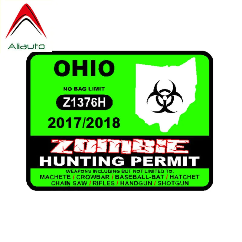 Автомобильная наклейка Aliauto Lnterest разрешение на зомби и охоту Огайо США 2017