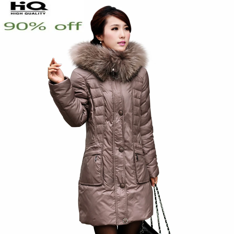 

Plus Size Winter Coat Female Fashion Ladies 90% Duck Down Jacket + Large Fur Hooded 2022 Korean Thick Warm Long Coat 175