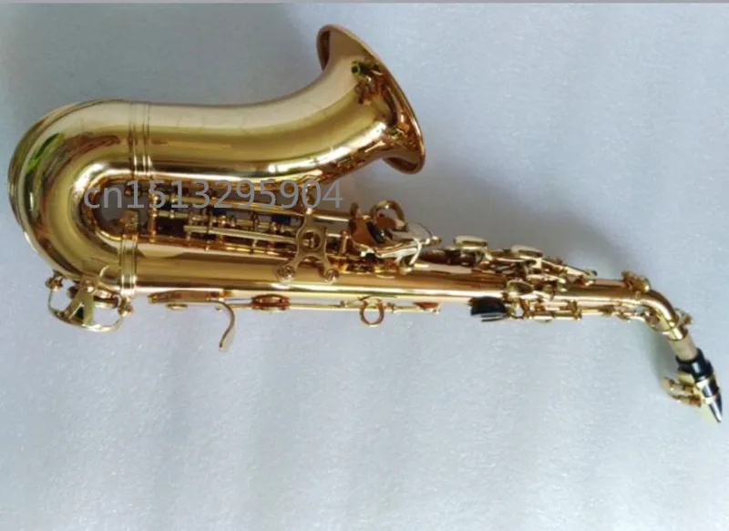 Латунный Саксофон сопрано с золотистым вырезанным узором Bb изгиб саксофон