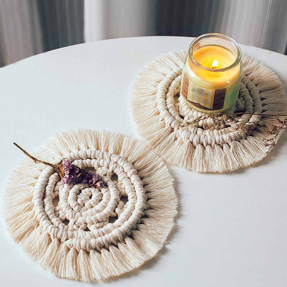 Новинка плетеный коврик для стола подставки ковер ручной работы макраме