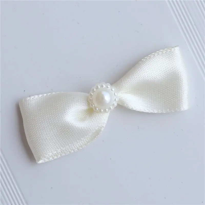 100 шт./лот мини маленькая лента жемчуг бант заколки для девочек украшение