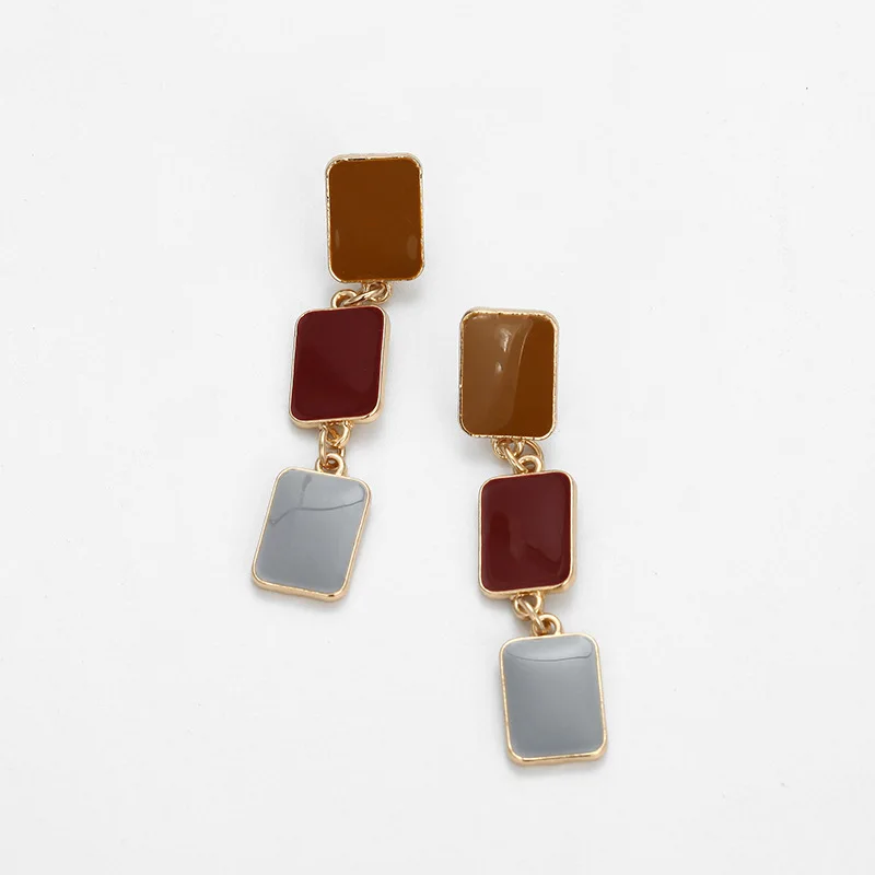 Модные серьги с несколькими тонами Геометрические Квадратные ретро