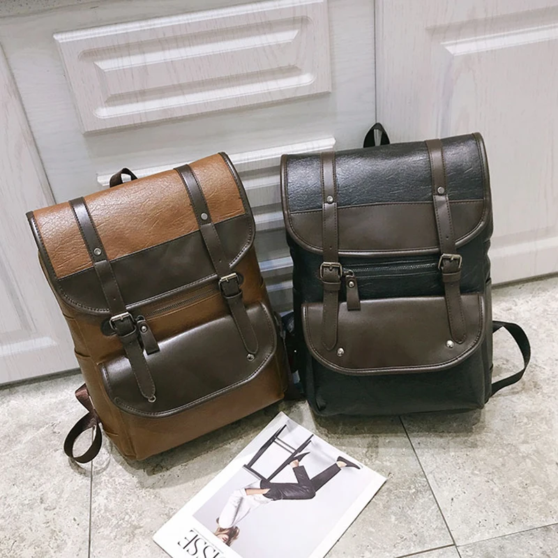 Мужской кожаный рюкзак для ноутбука 15 6 дюйма водонепроницаемая школьная сумка