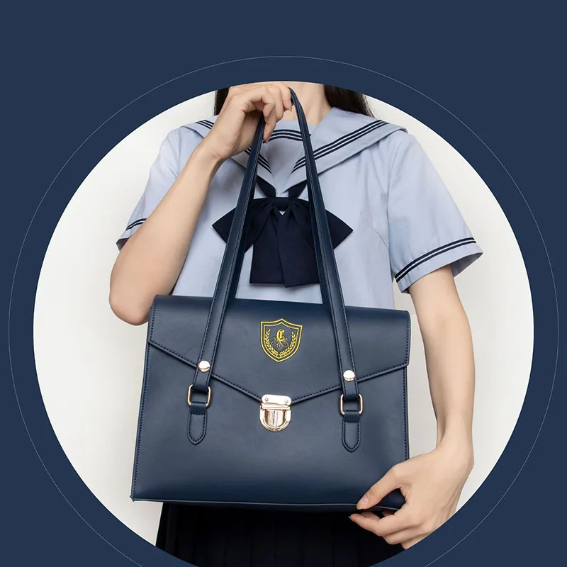 

Fashion Jk Uniform Bag Lolita College Style Japanese Cambridge Commuter Bag Women Luxury Brand Designer Shoulder Bags Pu Leather