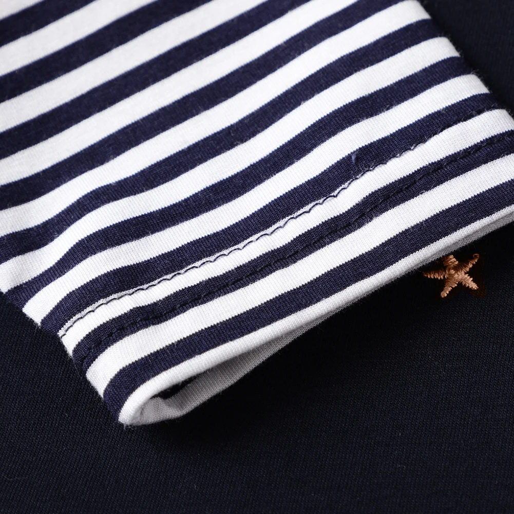 Осеннее платье для девочек с аппликацией в виде лося полоску длинными рукавами