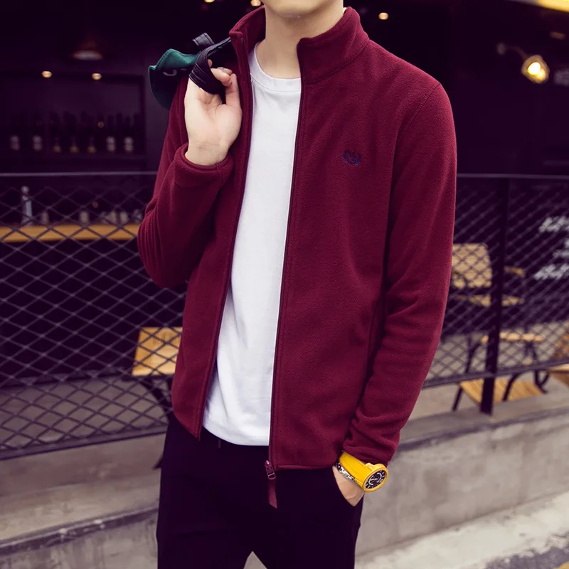 Мужская повседневная куртка однотонная Приталенная толстовка с вышивкой на