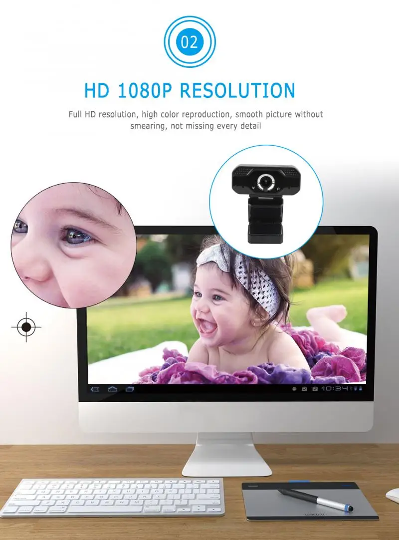 USB HD веб камера 1080p 4k с микрофоном для записи видео ПК компьютера Прямая