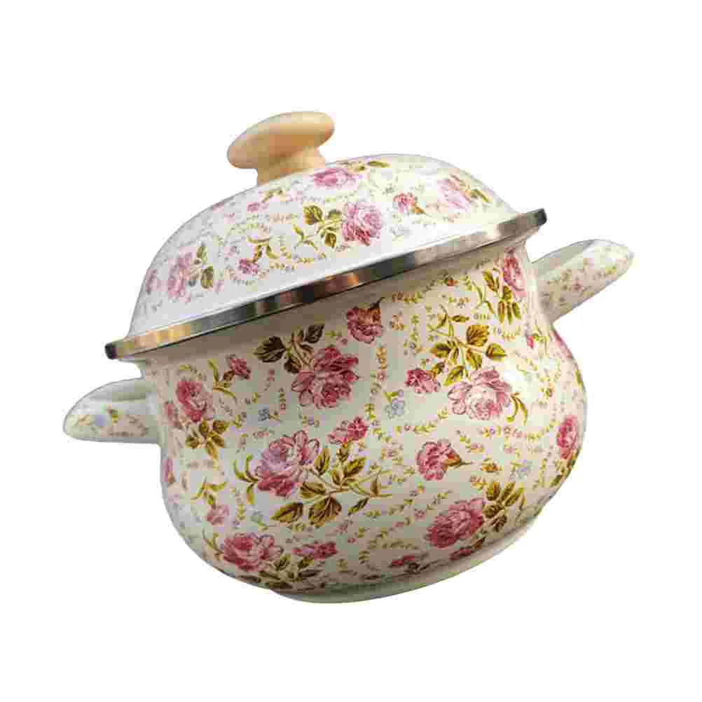 

1Pc Flat Bottom Stockpot Practical Enamel Cooking Pot Durable Soup Pot for Home