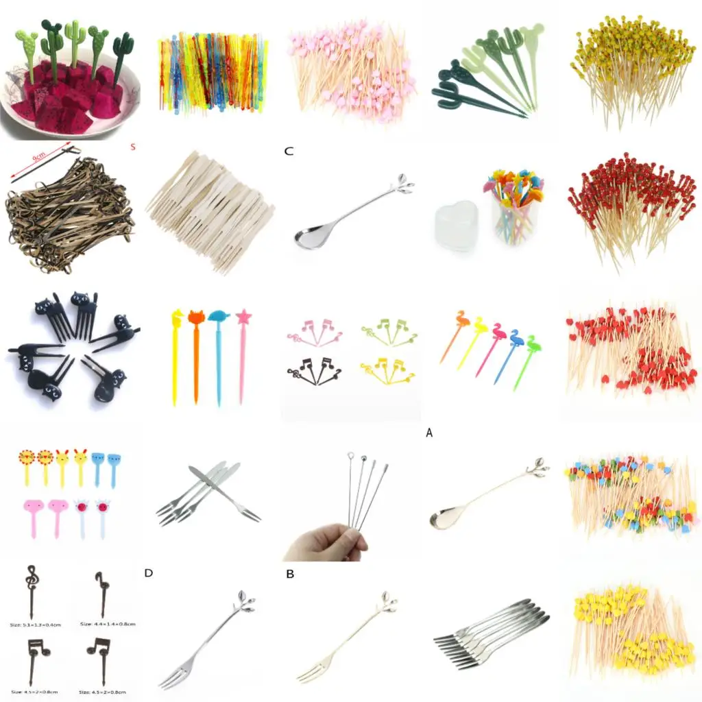 1 100 шт одноразовые бамбуковые вилки скрученные вечерние буфет фруктовые десерты