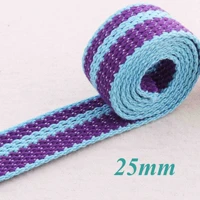 1 blue cotton webbing jacquard ribbon nylon webbing bag straps striped webbing ribbon purse belts bag handle 1 inch 25mm