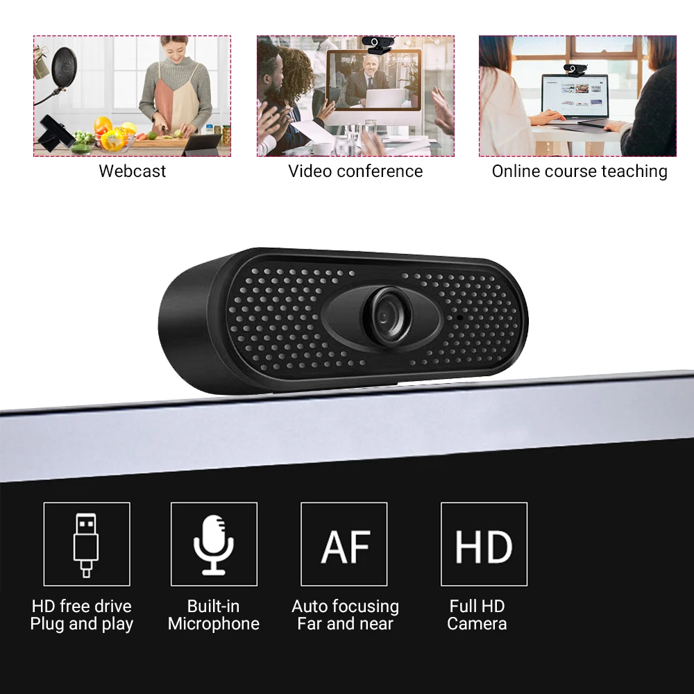 HD 1080P USB веб-камера с автофокусом Компьютерная камера встроенный