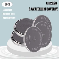 5pcs rechargeable battery lir2025 3 6v lithium button built in coin cell batteries watch cells lir 2025 replaces cr2025