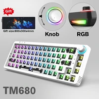 TM680 Hot Swap Mechanical Keyboard Kit Wireless Mode RGB Compatiable With 3 5 Pins For Cherry Gateron Kailh Dial Knob Keyboard