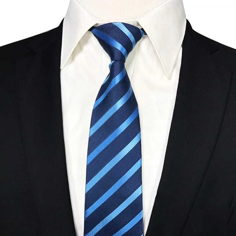 

8cm Fashion Lazy Zipper Men's Tie Black Blue Classic Jacquard Necktie Accessories Daily Wear Cravat Wedding Party Gift