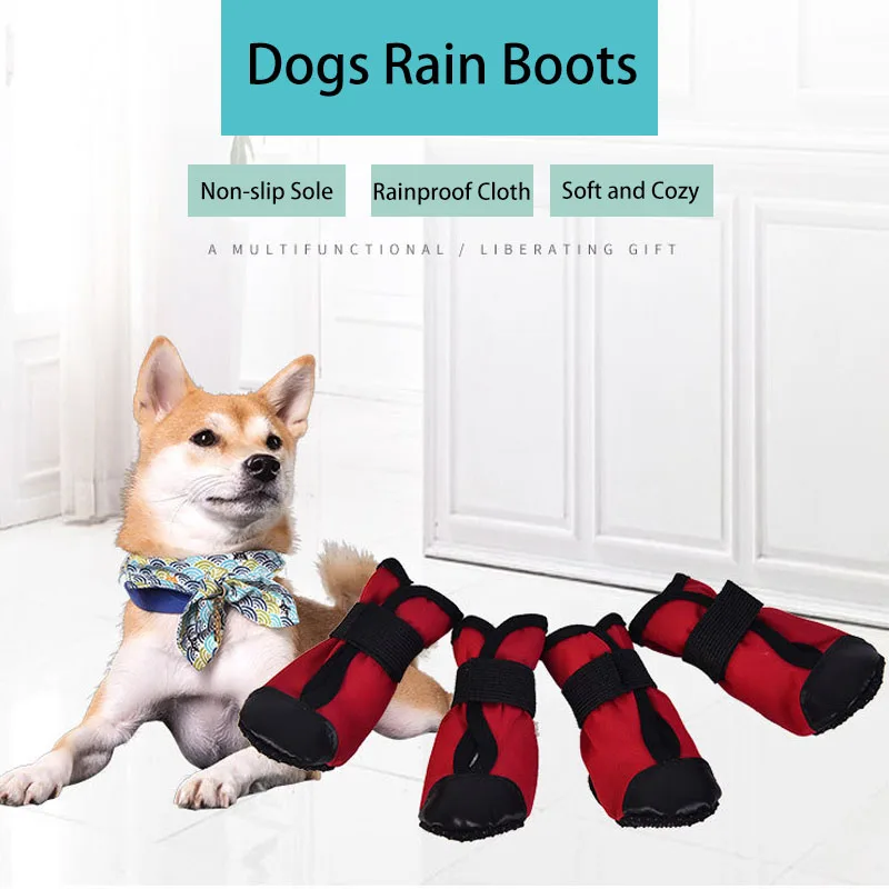 

Dog Rain Boots Non-slip Bottom Pet Booties 4Pcs/Set Waterproof Rain Shoes for Small Large Dogs Cats Outdoor Pet Footwear S-XXXL