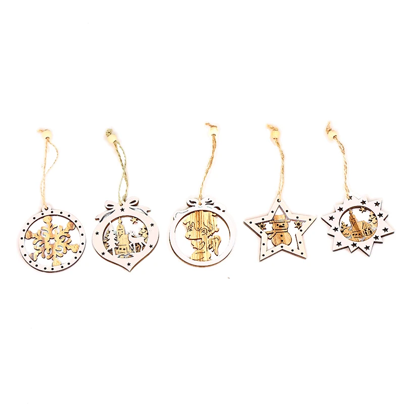 Трехмерные полые креативные елочные украшения/белый край пятиконечной круглый