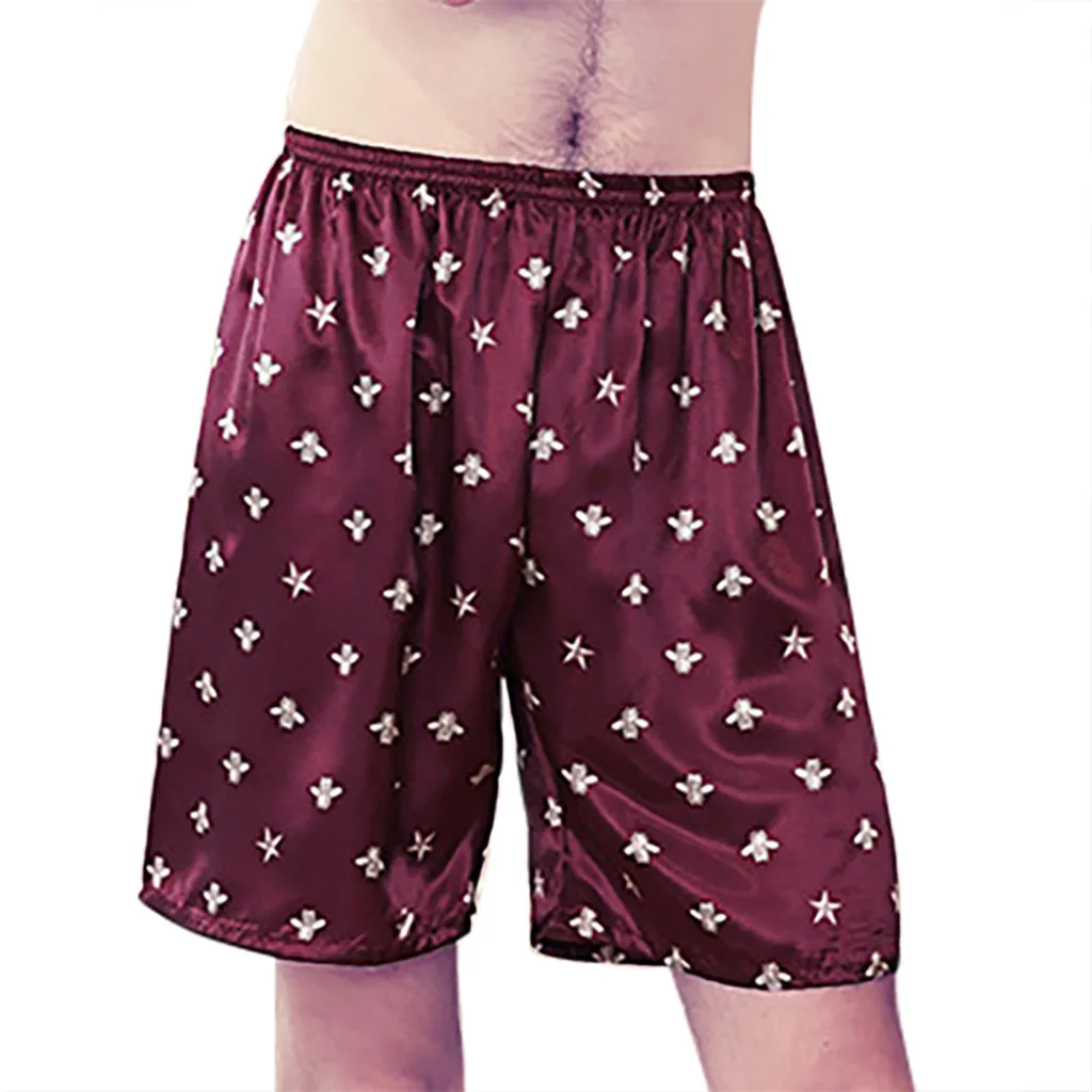 Мужские атласные шорты пижамы домашняя одежда нижнее белье летняя Домашняя